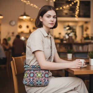 Vera Bradley Crossbody/Shoulder Sierra Double Zip Hipster GUC